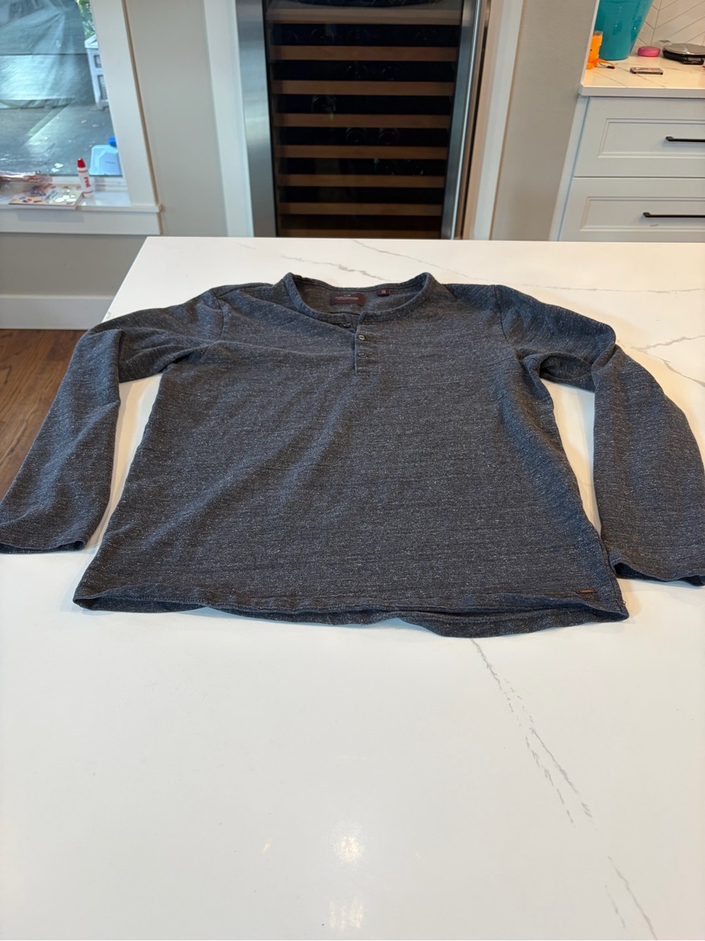 Scotch & Soda Men’s Long Sleeve Henley - Charcoal Heather - Size XL